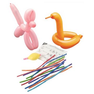 Ballons modelables 115 cm couleurs assorties avec pompe et mode d' emploi