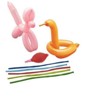Ballons modelables 120 cm couleurs assorties avec pompe