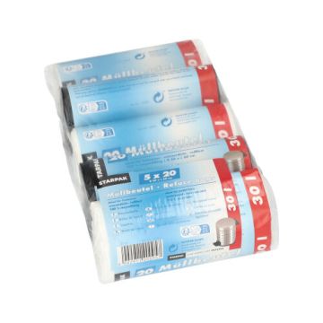 Sacs poubelle, HDPE 30 l 60 cm x 50 cm couleurs assorties