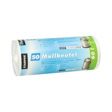 Sacs poubelle, HDPE 60 l 81 cm x 63 cm blanc
