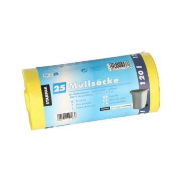 Sacs poubelle, HDPE 120 l 110 cm x 70 cm jaune