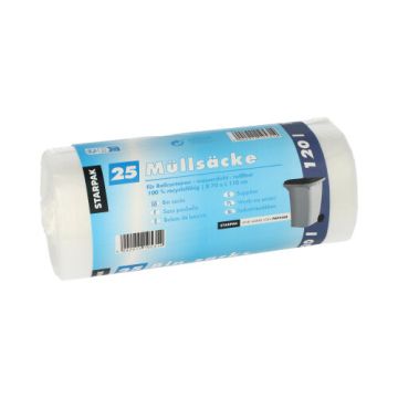 Sacs poubelle, HDPE 120 l 110 cm x 70 cm transparent