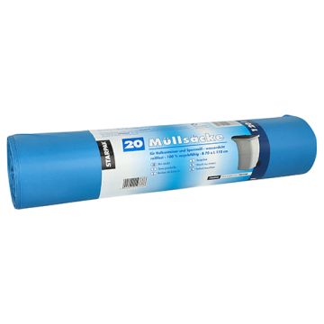 Sacs poubelle, LDPE 120 l 110 cm x 70 cm bleu