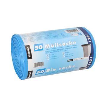 Sacs poubelle, HDPE 120 l 110 cm x 70 cm bleu