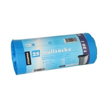 Sacs poubelle, HDPE 120 l 110 cm x 70 cm bleu