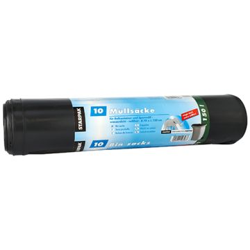 Sacs poubelle, LDPE 150 l 150 cm x 70 cm noir extra fort