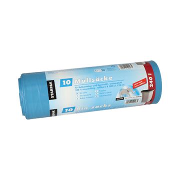 Sacs poubelle, LDPE 240 l 125 cm x 100 cm bleu