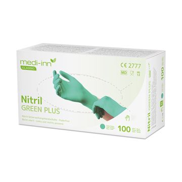 "Medi-Inn Classic" Gants, Nitrile, sans poudre "Green Plus" vert Größe XS