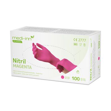 "Medi-Inn Classic" Gants, Nitrile, sans poudre magenta "Nitril Magenta" Taille M