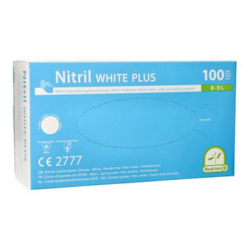 "Medi-Inn PS" Gants, Nitrile, sans poudre "White Plus" blanc Taille L