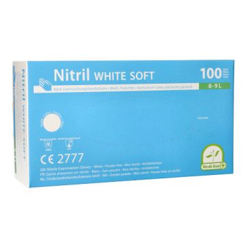 "Medi-Inn" Gants, Nitrile, sans poudre "White Soft" blanc Taille L