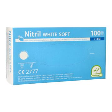 "Medi-Inn" Gants, Nitrile, sans poudre "White Soft" blanc Taille M