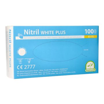 "Medi-Inn PS" Gants, Nitrile, sans poudre "White Plus" blanc Taille S