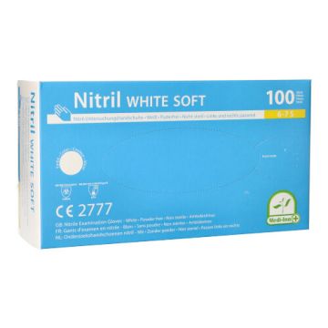"Medi-Inn" Gants, Nitrile, sans poudre "White Soft" blanc Taille S