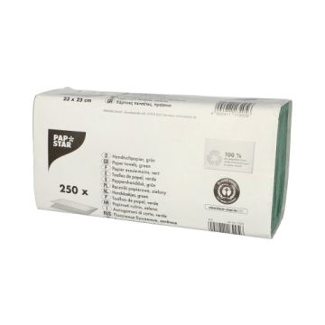 Papier essuie-mains pliage en V 23 cm x 25 cm vert Zig zag, 1 pli