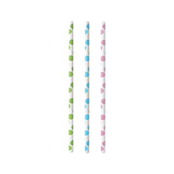 Pailles en papier Ø 6 mm · 20 cm couleurs assorties "Dots"