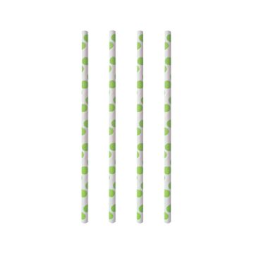 Pailles en papier Ø 6 mm · 20 cm "green Dots"