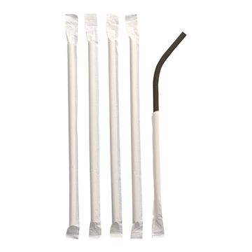 Pailles en papier souples Ø 6 mm · 20 cm noir emballage individuel