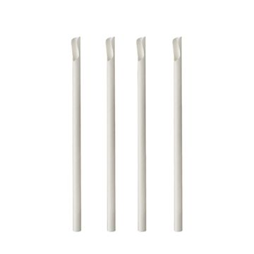 Pailles avec cuillères, papier "pure" Ø 8 mm · 20 cm blanc