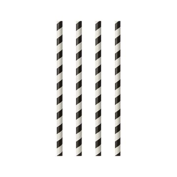 Pailles en papier Ø 6 mm · 24 cm noir/blanc "Stripes"