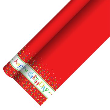 Nappe, papier 5 m x 1,2 m "Happy Birthday" laqué