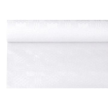 Nappe damassée 6 m x 1,2 m blanc