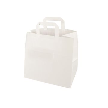 Sacs en papier, 25 cm x 26 cm x 17 cm blanc avec poignées