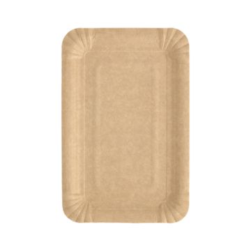 Assiettes, carton "pure" rectangulaire 13 cm x 20 cm marron