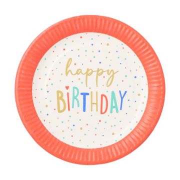 Assiettes, carton rond Ø 23 cm "Happy Birthday"