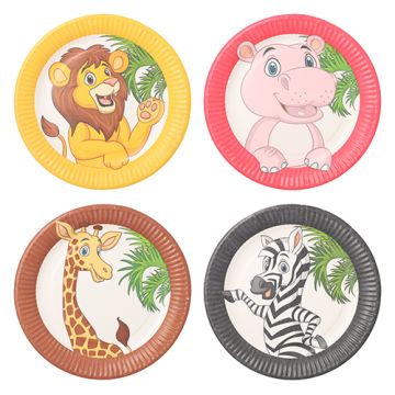 Assiettes, carton rond Ø 23 cm "Jungle" mixed
