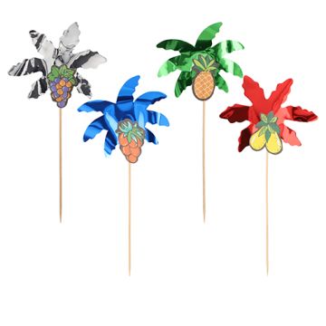 Piques décoratives 19,5 cm couleurs assorties "Palm Leaf"