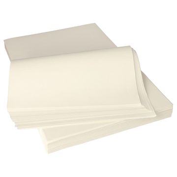 Remplacement du parchemin, 1/8 feuilles "pure" 37,5 cm x 25 cm blanc à 12,5 kg, résistant à la graisse