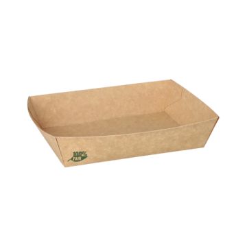 Barquettes snack, carton "pure" 13 cm x 18 cm marron "100% Fair" très grande taille