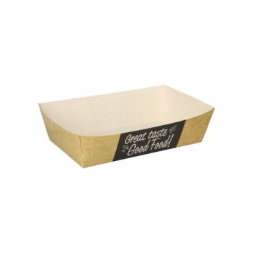 Barquettes frites en carton fibres vierges "pure" 8,5 cm x 13 cm "Good Food" moyen