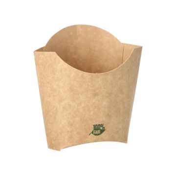 Cornets à frites, en carton "pure" 11,2 cm x 8,4 cm x 5,2 cm marron "100% Fair" petit
