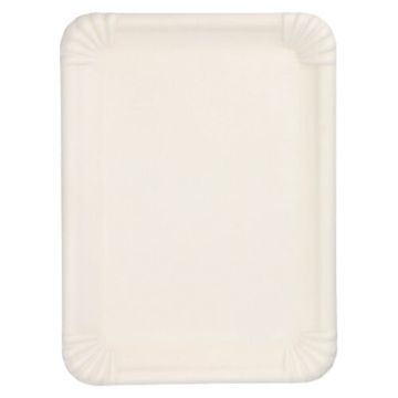 Plateaux de service, en canne à sucre "pure" rectangulaire 26 cm x 35 cm blanc
