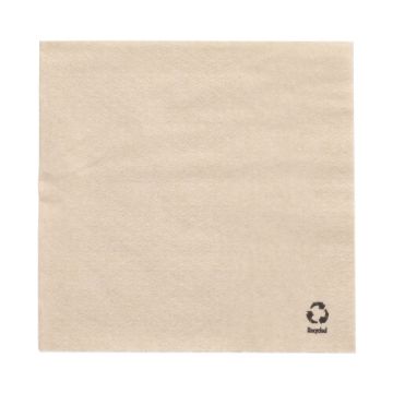 Serviettes, 1 pli pliage 1/4 33 cm x 33 cm naturel fait à partir de papier recyclé
