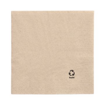 Serviettes, 2 plis pliage 1/4 33 cm x 33 cm naturel fait à partir de papier recyclé