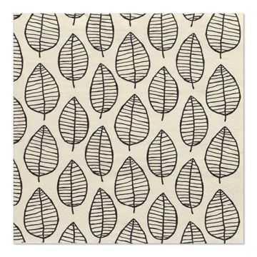 Serviettes, 3 plis pliage 1/4 33 cm x 33 cm "Black Foliage"