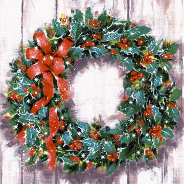 Serviettes, 3 couches, pliage 1/4 33 cm x 33 cm "Classic Wreath"