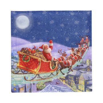 Serviettes, 3 plis pliage 1/4 33 cm x 33 cm "Santa is coming"