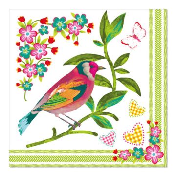 Serviettes, 3 plis pliage 1/4 33 cm x 33 cm "Birdie"