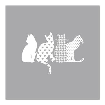 Serviettes, 3 couches pliage 1/4 33 cm x 33 cm "Cats"