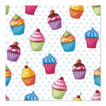 Serviettes, 3 plis pliage 1/4 33 cm x 33 cm "Cupcakes"