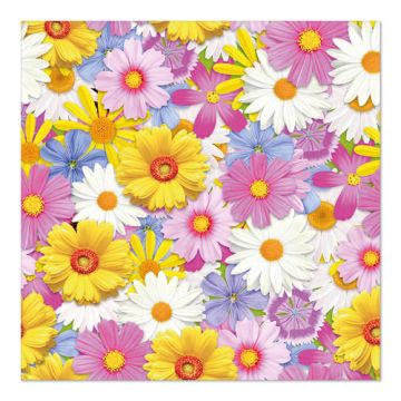 Serviettes, 3 couches pliage 1/4 33 cm x 33 cm "Daisies Mix"