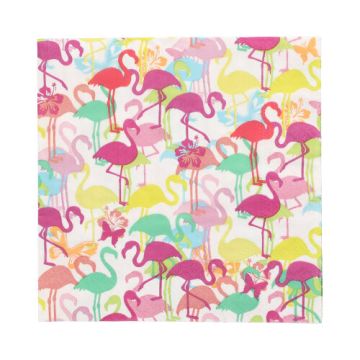 Serviettes, 3 plis pliage 1/4 33 cm x 33 cm "Flamingoparty"