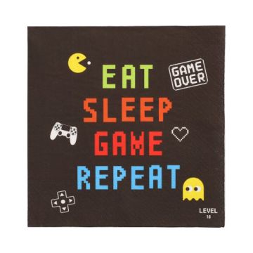 Serviettes, 3 plis pliage 1/4 33 cm x 33 cm "Gamer"
