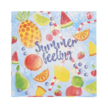 Serviettes, 3 plis pliage 1/4 33 cm x 33 cm "Summerfeelings"
