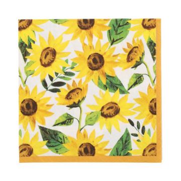 Serviettes, 3 plis pliage 1/4 33 cm x 33 cm "Sunflowers"