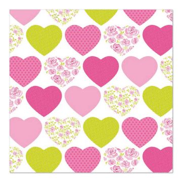 Serviettes, 3 plis pliage 1/4 33 cm x 33 cm "Sweetheart"
